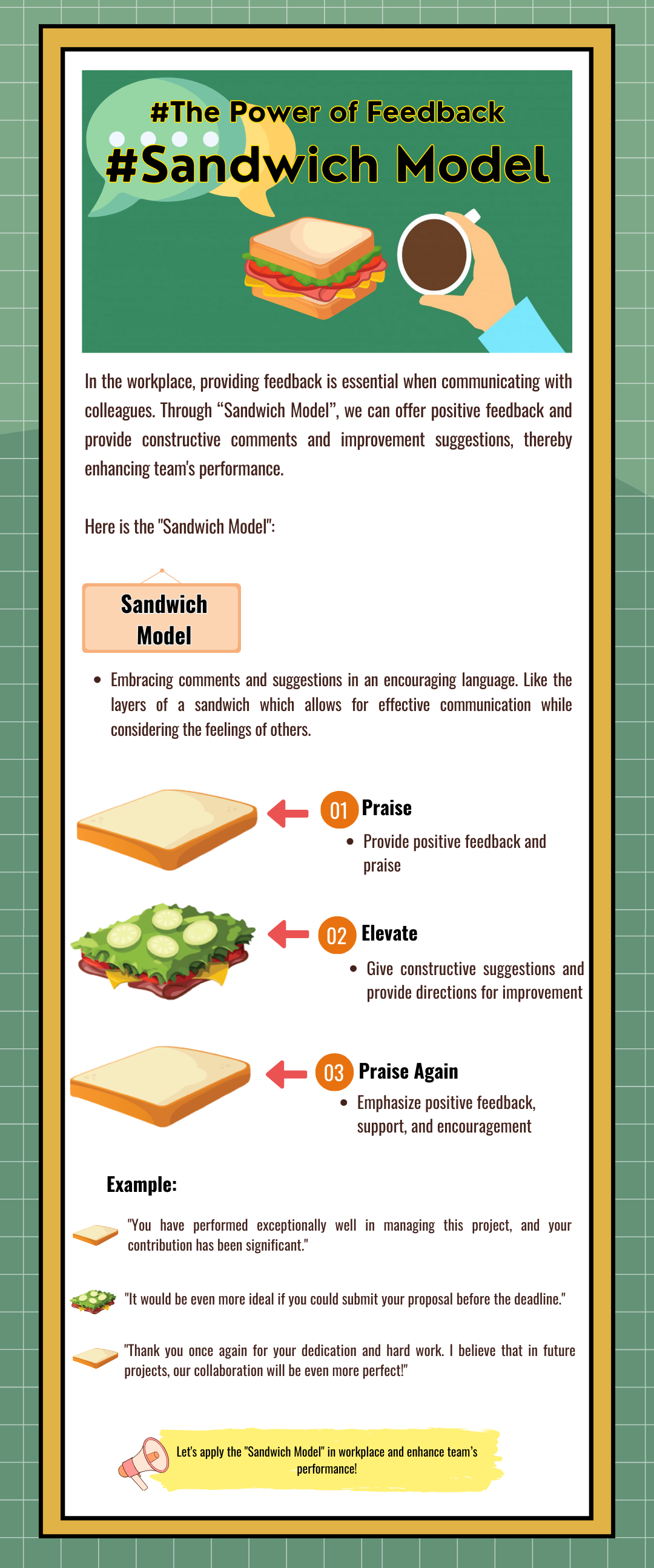 #Sandwich Model #Praise, Elevate & Praise Again
